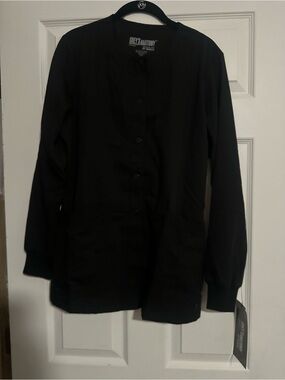 Grey's Anatomy Black Button-Up Medical Scrub Jacket